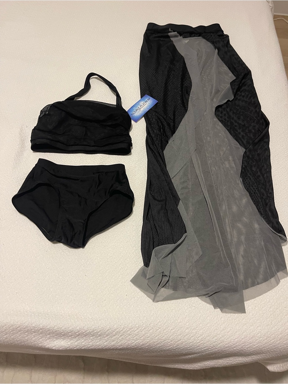 Black 3-Piece theatricals dance set size small grey and black mesh